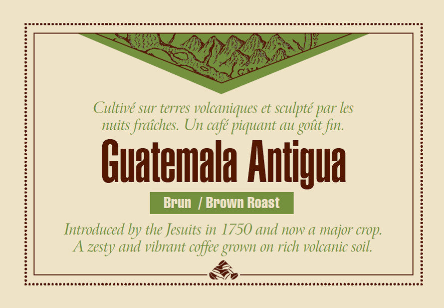 Guatemala Antigua Down East coffee label
