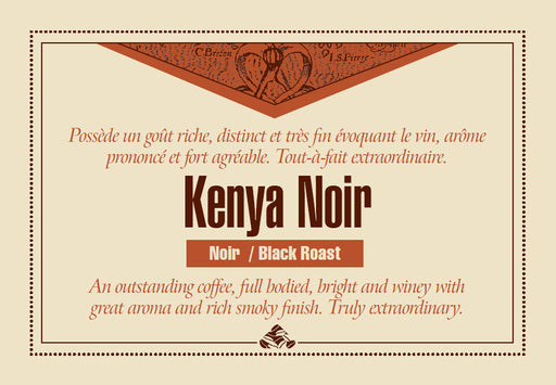 Kenya Noir Down East coffee label