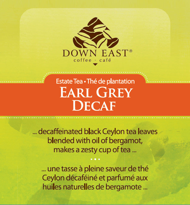 BLACK TEA LABEL: Earl Grey DECAF Loose Leaf Tea - black - Down East Coffee Roasters