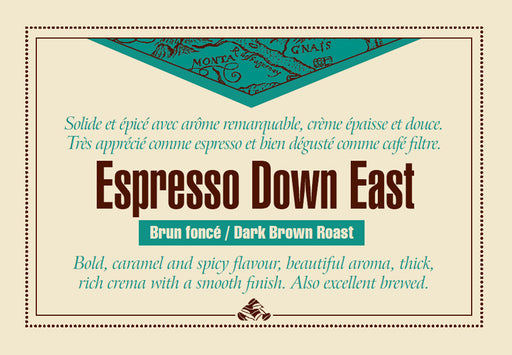Espresso Down East coffee label