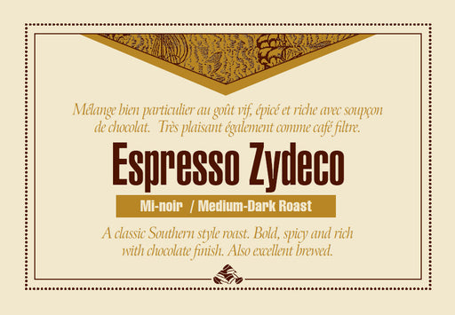 Espresso Zydeco coffee label